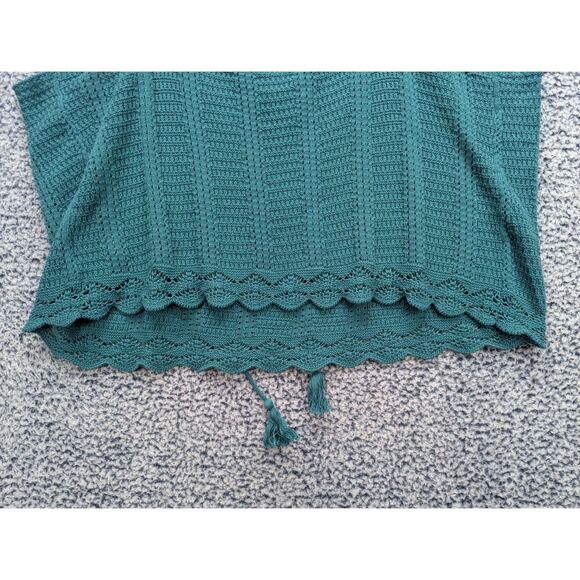 Old Navy Knit Tank Top Size XXL Crochet Boho Tie Front Hippie Cottage Green - Picture 6 of 10